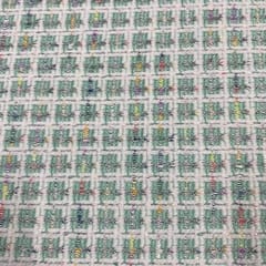 Sea Green Color Tweed Checks Fabric