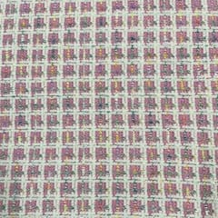 Pink Color Tweed Checks Fabric