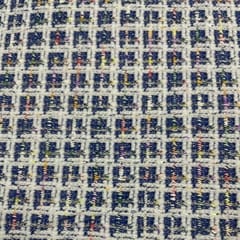 Navy Blue Color Tweed Checks Fabric