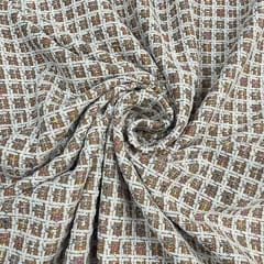 Camel Color Tweed Checks Fabric