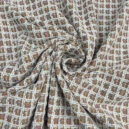 Camel Color Tweed Checks Fabric