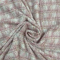 Dusty Pink Color Tweed Checks Fabric