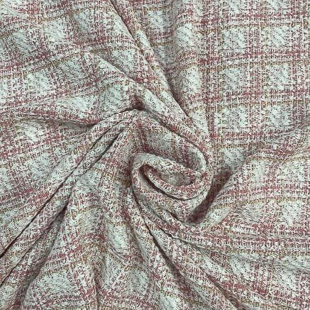 Dusty Pink Color Tweed Checks Fabric