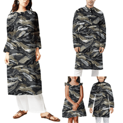 Dark Grey , Black With Golden Printed Rayon Fabric