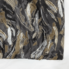 Dark Grey , Black With Golden Printed Rayon Fabric