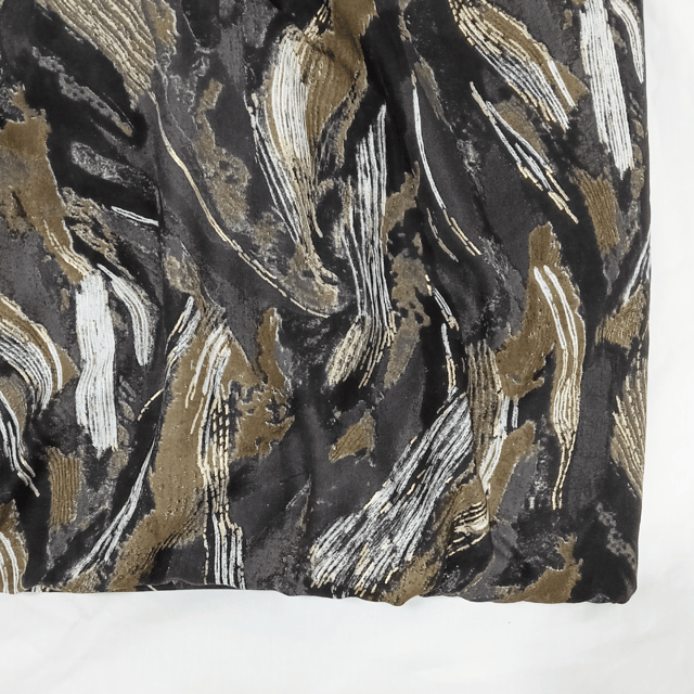 Dark Grey , Black With Golden Printed Rayon Fabric