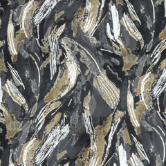 Dark Grey , Black With Golden Printed Rayon Fabric