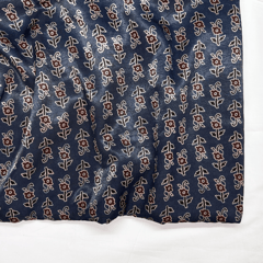 Blue Floral Printed Mashru Ajrakh Silk Fabric