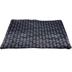 Blue Floral Printed Mashru Ajrakh Silk Fabric