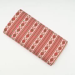 Red with White Colour Cotton Acrylic Fabric