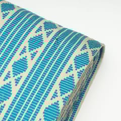 White with Blue Colour Cotton Jacquard Fabric