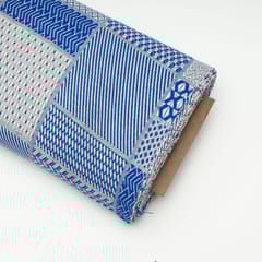 White with Blue Colour Cotton Jacquard Fabric