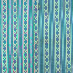 White with Blue Colour Cotton Jacquard Fabric