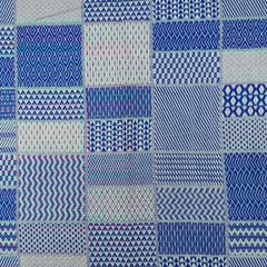 White with Blue Colour Cotton Jacquard Fabric
