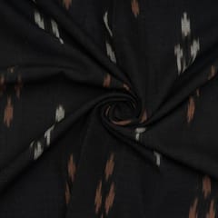 Black Color Cotton Ikat Fabric