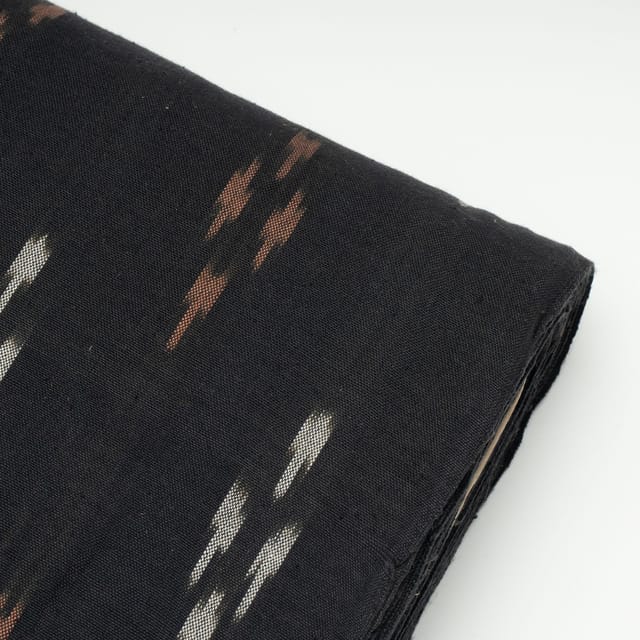 Black Color Cotton Ikat Fabric