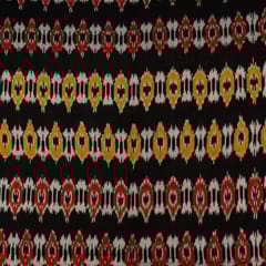 Black with Multi Colour Cotton Ikat Fabric