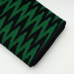 Black with Green Color Cotton Ikat Fabric