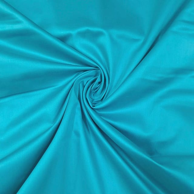 Teal Blue Color Glace Cotton Fabric