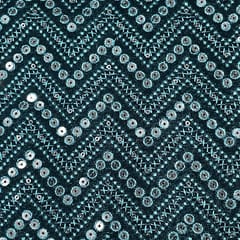 Rama Green Color Velvet Embroidered Fabric