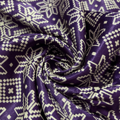 Purple With Cream Patola Printed Mashru Silk Fabric