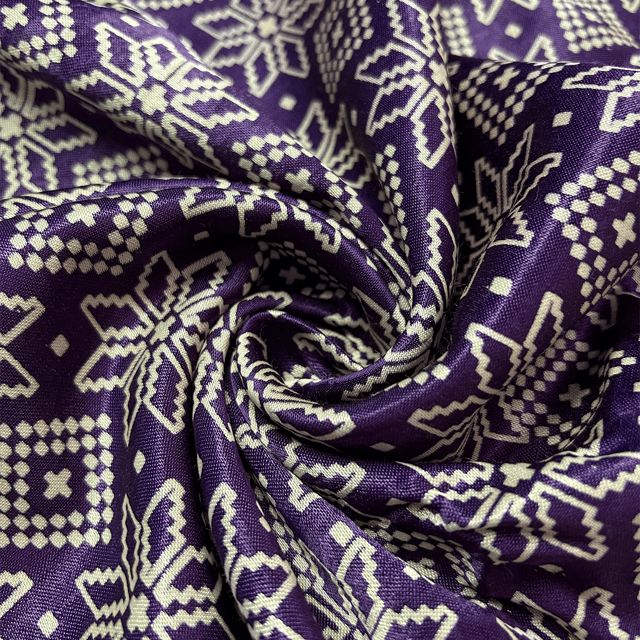 Purple With Cream Patola Printed Mashru Silk Fabric