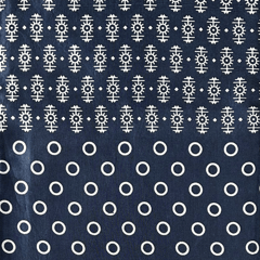 Navy Blue With Cream Floral Printed Mashru Silk Fabric