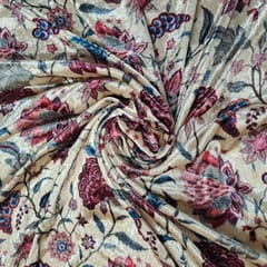 Multi Color Pure Velvet Printed Fabric