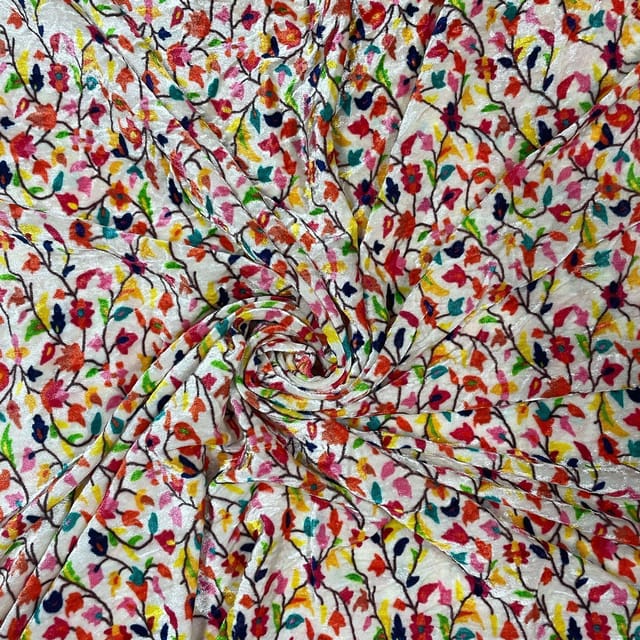 Multi Color Pure Velvet Printed Fabric