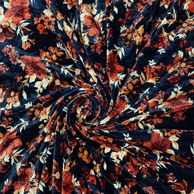 Multi Color Pure Velvet Printed Fabric