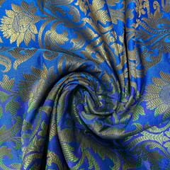 Blue Color Semi Brocade Fabric