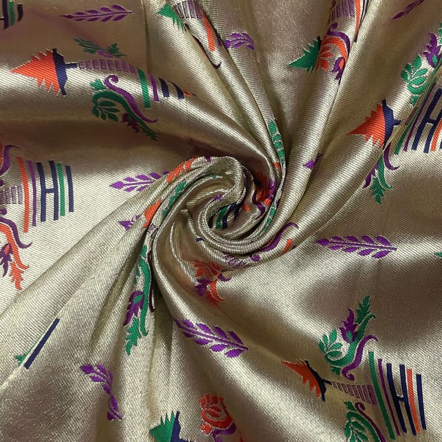 Purple Color Semi Brocade Fabric