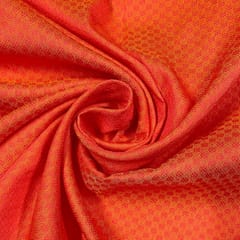 Orange Color Semi Brocade Fabric