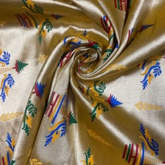 Yellow Color Semi Brocade Fabric