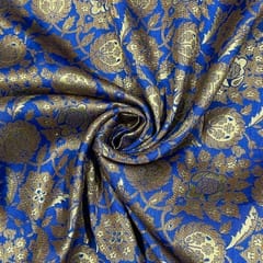 Blue Color Semi Brocade Fabric
