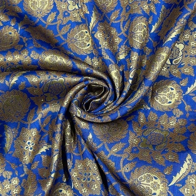 Blue Color Semi Brocade Fabric