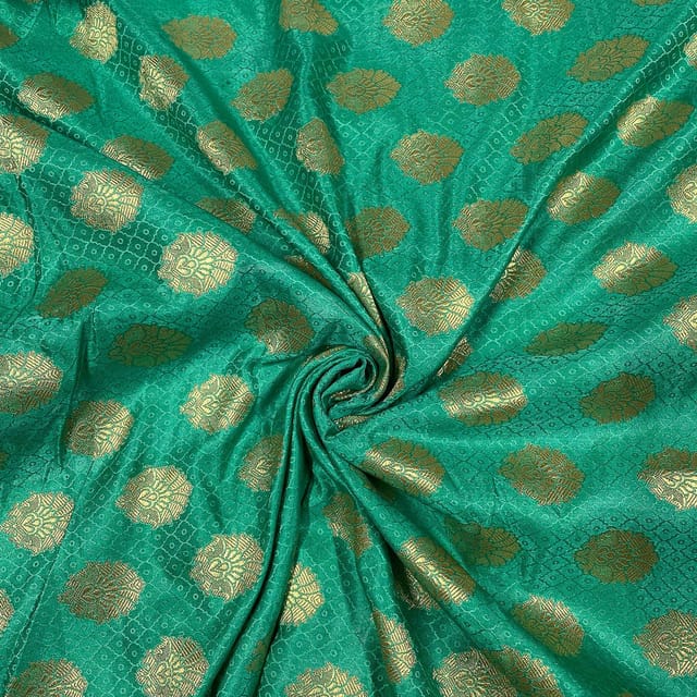 Green Color Semi Brocade Fabric