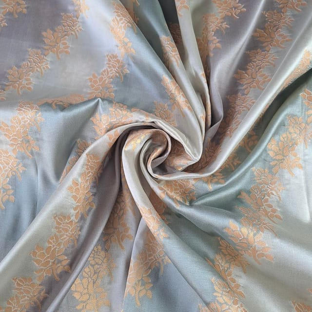Sea Green Color Jacquard Semi Brocade Fabric
