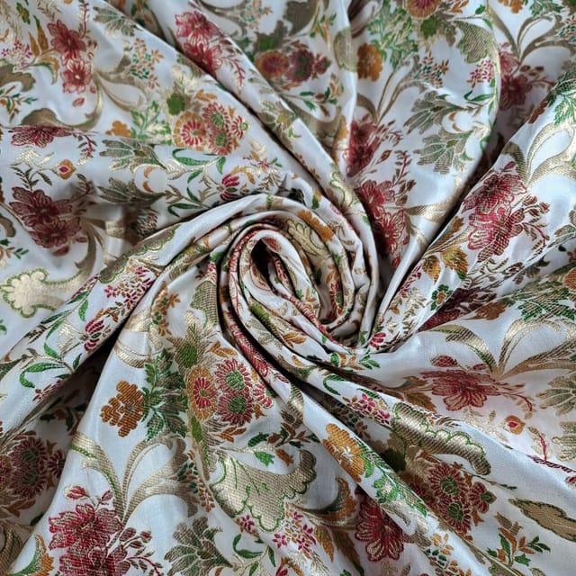 White Color Brocade Fabric