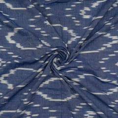 Blue Colour Cotton Ikat Fabric