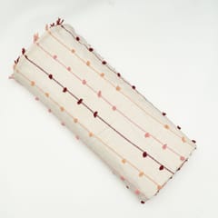 White with Multi Colour Cotton Acrylic Fabric