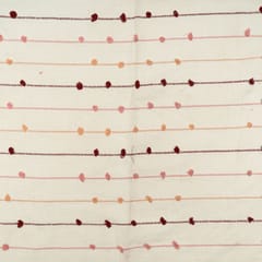White with Multi Colour Cotton Acrylic Fabric