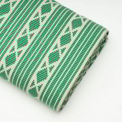 Green with White Color Cotton Acrylic Fabric