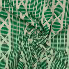 Green with White Color Cotton Acrylic Fabric