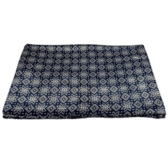 Navy Blue With Cream Patola Printed Mashru Silk Fabric
