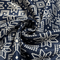 Navy Blue With Cream Patola Printed Mashru Silk Fabric