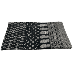 Black With Cream Floral Printed Mashru Silk Fabric