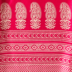 Hot Pink With Cream Floral Printed Mashru Silk Fabric
