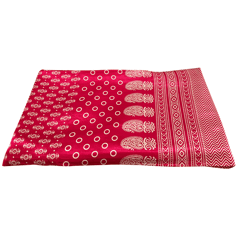 Hot Pink With Cream Floral Printed Mashru Silk Fabric