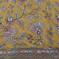 Mustard Color Georgette Embroidered Fabric